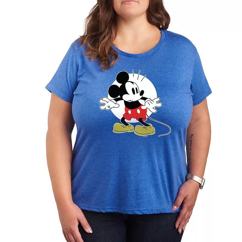 Disneys Mickey Mouse Plus Surprised Graphic Tee, Womens Grey Gray Product Image