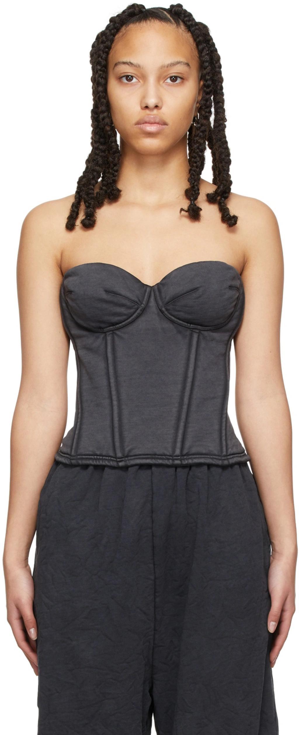 BALENCIAGA Evening Cotton Bustier Top In Black Product Image