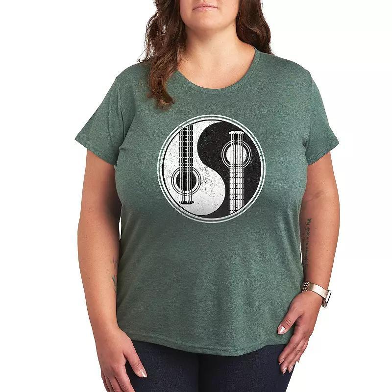 Plus Yin Yang Guitar Graphic Tee, Womens Grey Green Product Image