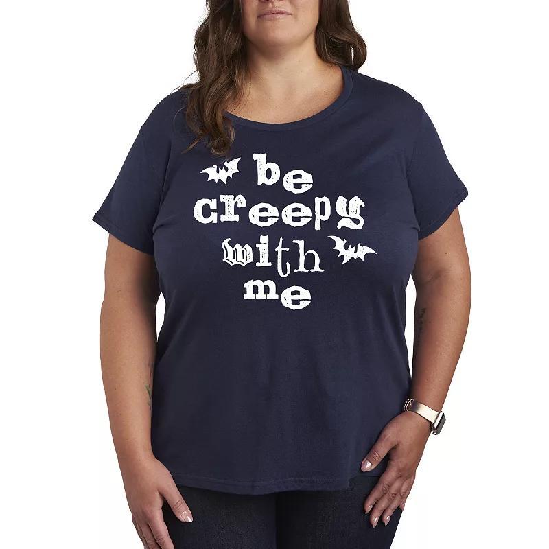 Plus Size Be Creepy With Me Graphic Tee, Womens Grey Dark Red Product Image