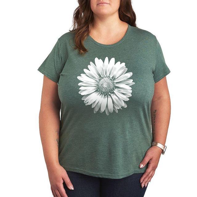 Womens White Daisy Graphic Tee Grey Green Product Image