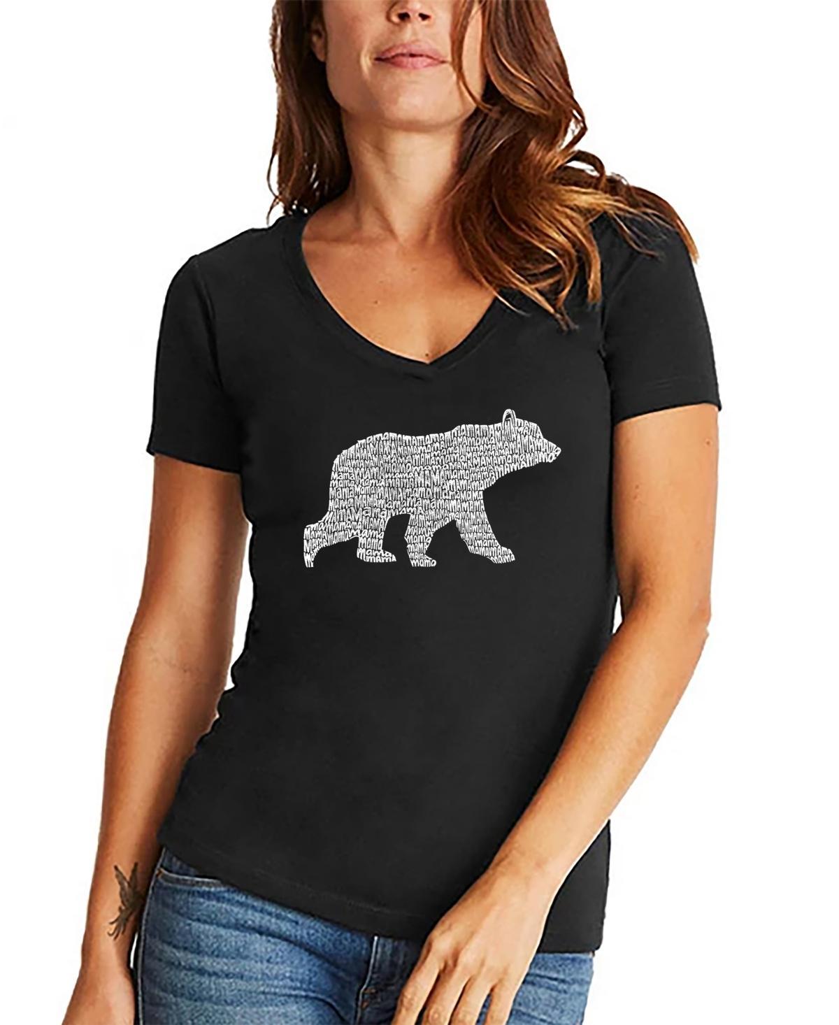 Womens V-neck Word Art Mama Bear T-shirt Product Image