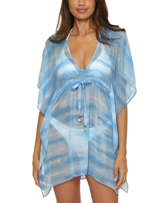 Becca Womens Washed Away Plunge-Neck Flutter-Sleeve Tunic Product Image