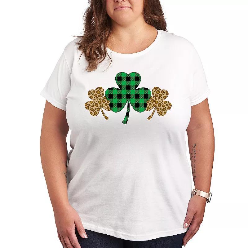 Plus Patterend Shamrocks Graphic Tee, Womens Product Image