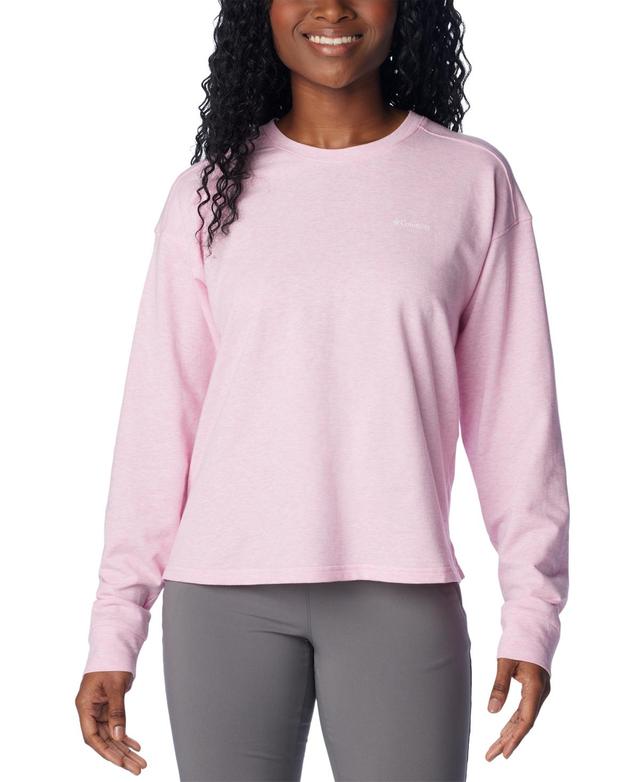 Columbia Womens North Cascades Branded Long-Sleeve Crewneck Cotton Top - Cosmos Product Image