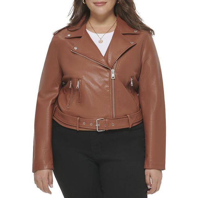 Plus Size Levis Asymmetrical Faux Leather Motorcycle Jacket, Womens Product Image