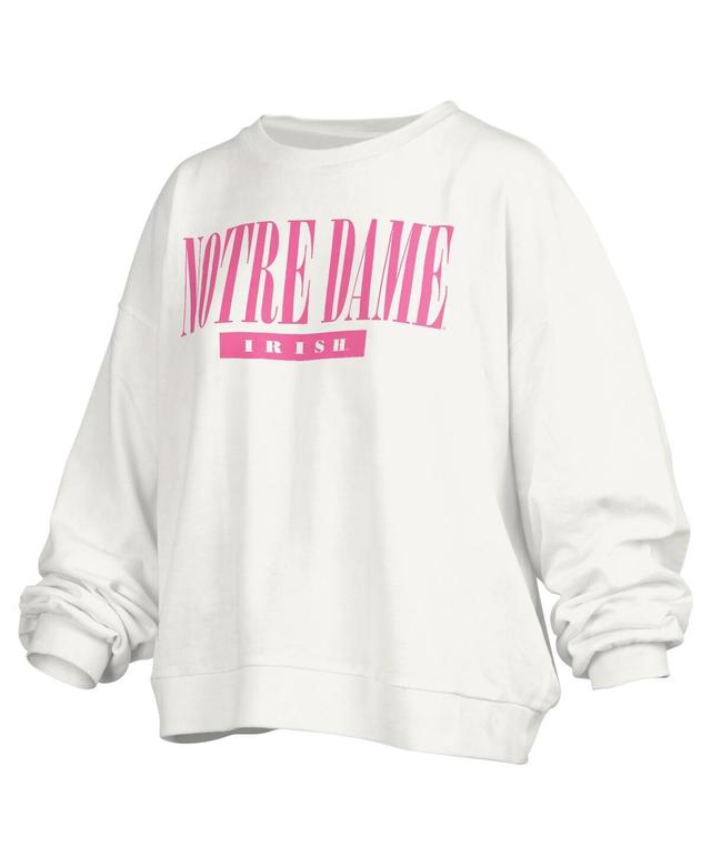 Womens Pressbox White Notre Dame Fighting Irish Sutton Janise Waist Length Oversized Pullover Sweatshirt Product Image