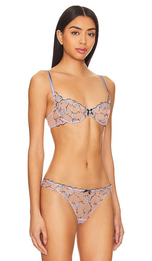 fleur du mal Rose And Vine Embroidery Balconette Bra in Blue. Product Image