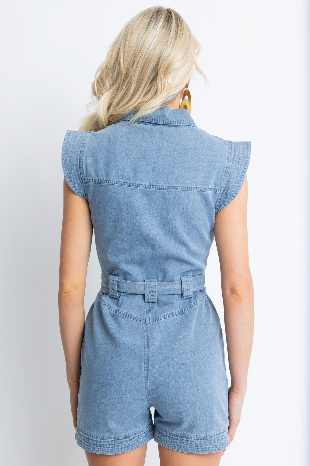 Belted Denim Romper Product Image