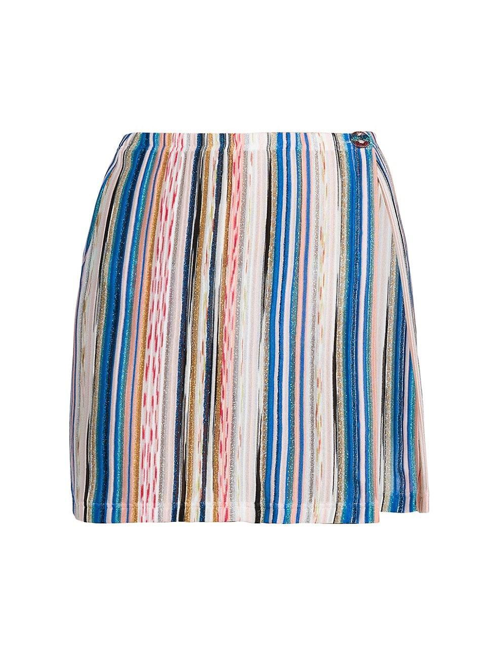 Womens Metallic Striped Knit Miniskirt Product Image