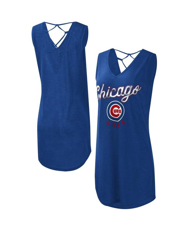 Womens G-III 4Her by Carl Banks Royal Chicago Cubs Game Time Slub Beach V-Neck Cover-Up Dress Product Image