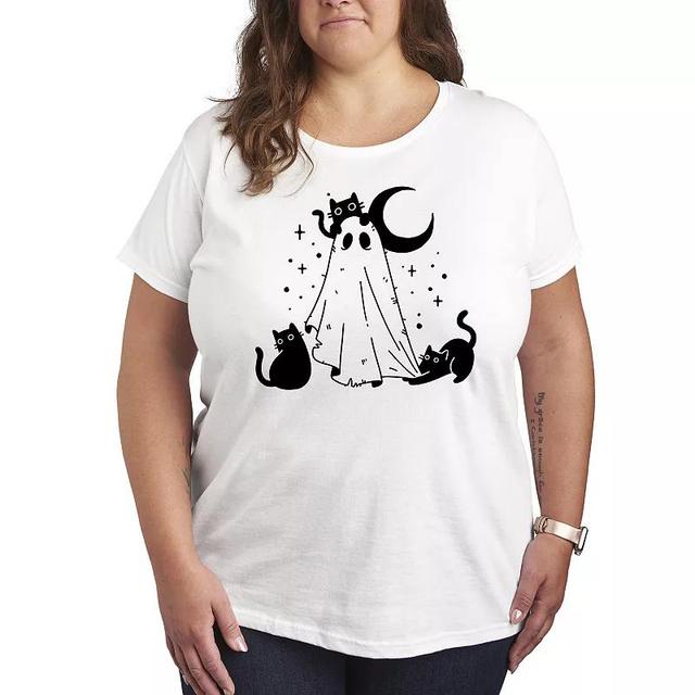 Plus Size Ghost and Cats Graphic Tee, Womens Product Image