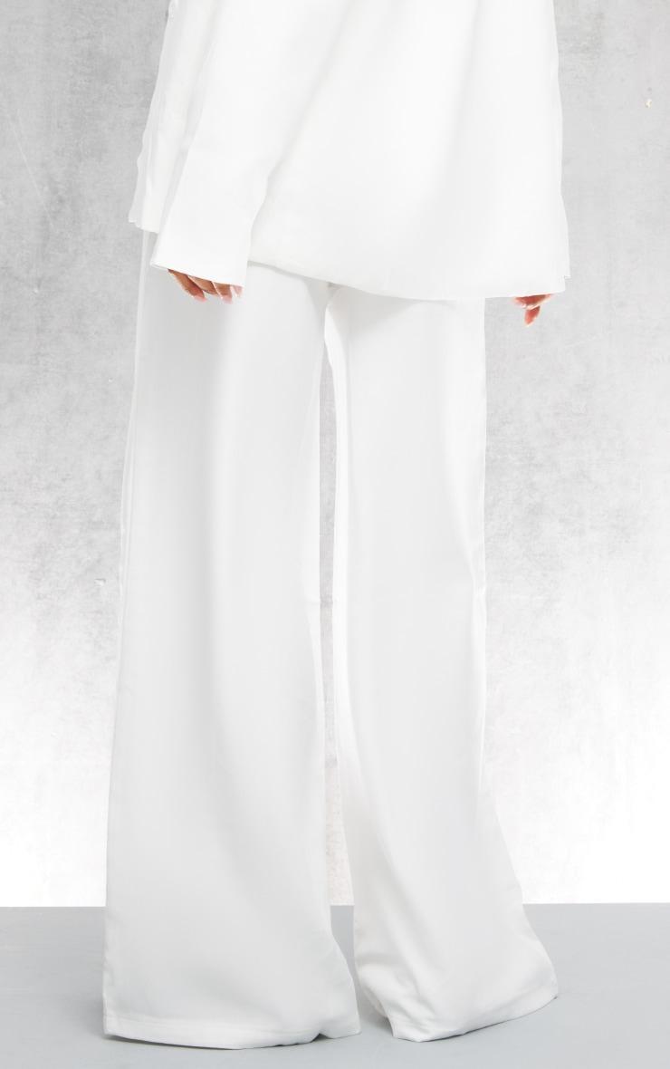 White Woven Double Belt Loop Detail Suit Trousers Product Image