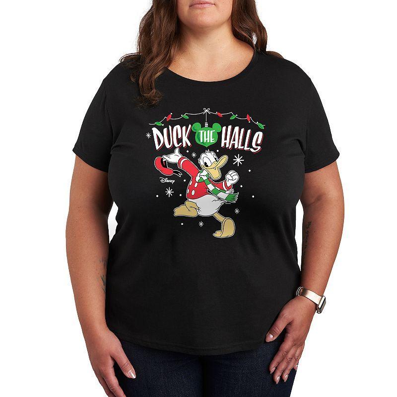 Disneys Donald Duck Plus Duck The Halls Graphic Tee, Womens Dark Grey Product Image