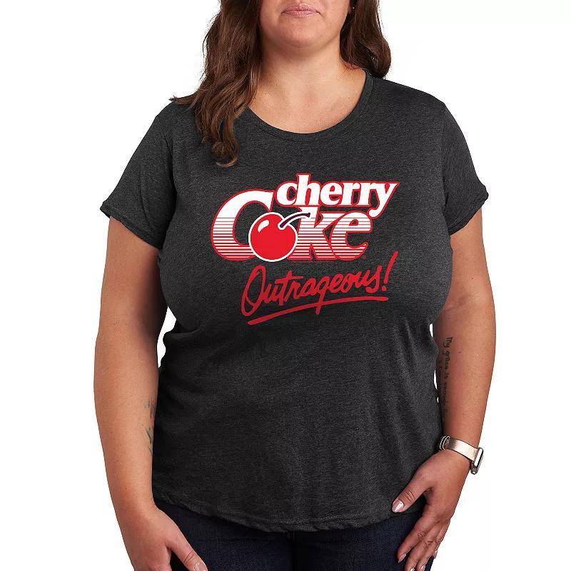 Plus Cherry Coke Outrageous Graphic Tee, Womens Heather Grey Product Image