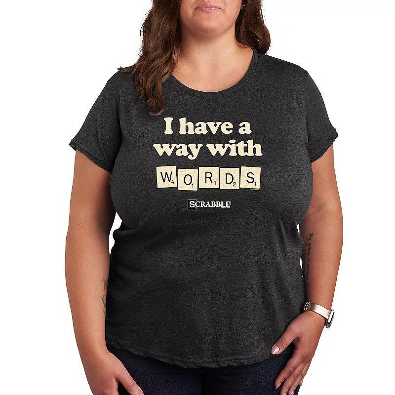 Plus Scrabble Way With Words Graphic Tee by Hasbro, Womens Heather Grey Product Image