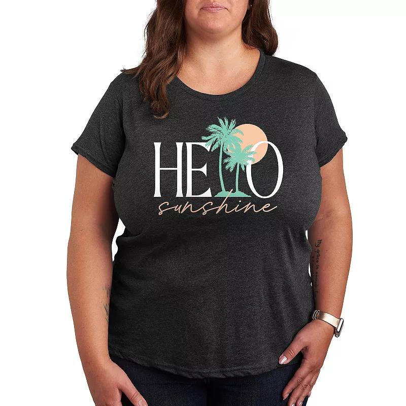 Plus Hello Sunshine Palms Graphic Tee, Womens Product Image