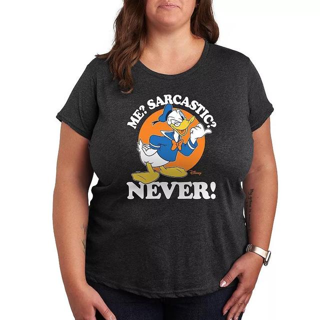 Disneys Donald Duck Me Plus Sarcastic Never Graphic Tee, Womens Product Image