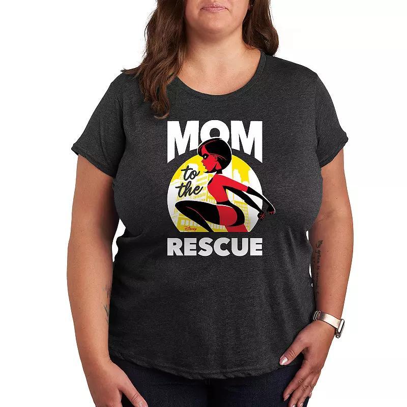 Disney / Pixars The Incredibles Plus Mom Rescue Graphic Tee, Womens Grey Royal Blue Product Image