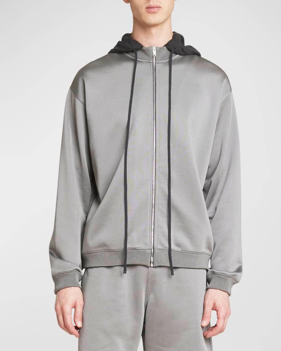 Mens Zip-Front Drawstring Hoodie Product Image