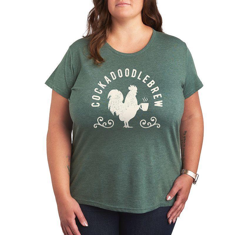 Plus Cockadoodlebrew Graphic Tee, Womens Grey Green Product Image