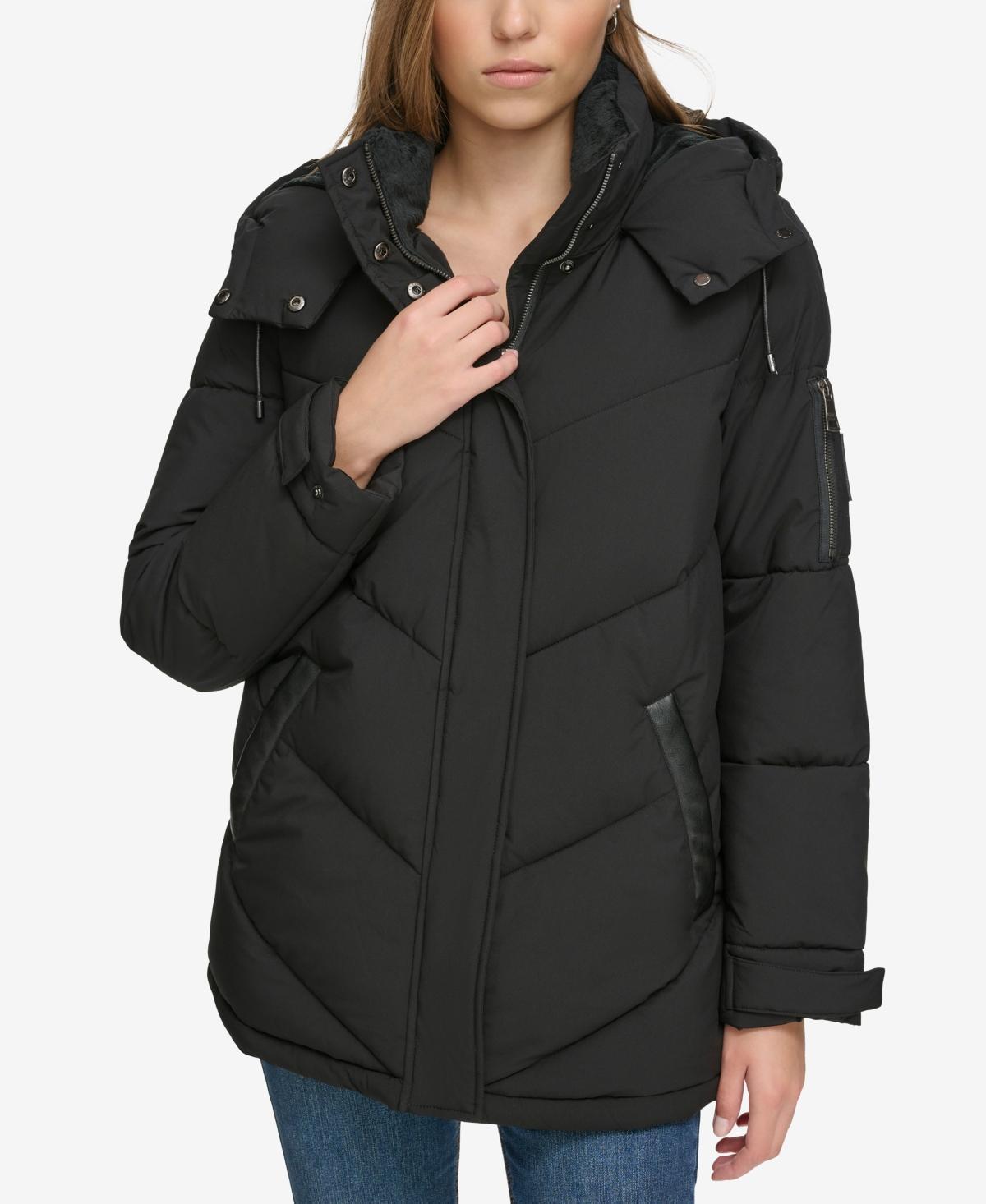 Dkny Jeans Womens Mid-Length Long-Sleeve Puffer Jacket Product Image