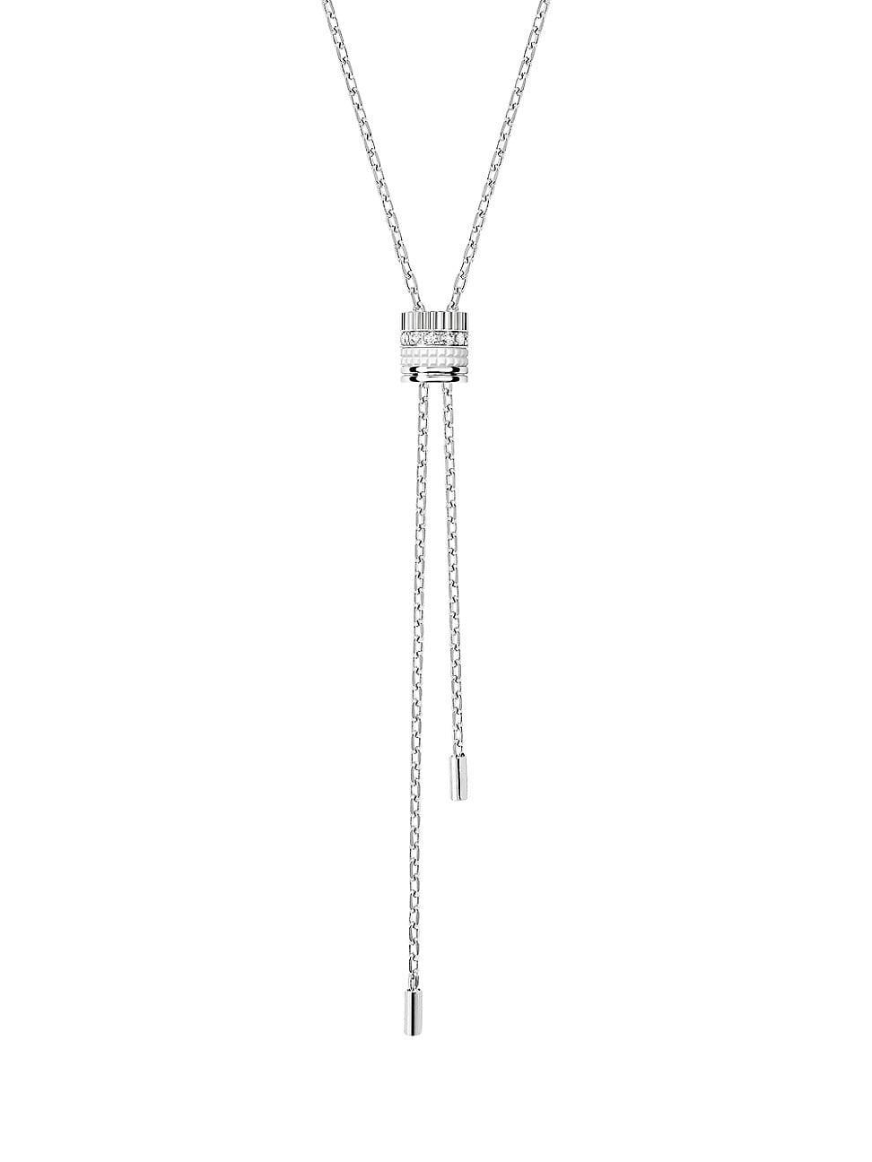 Womens Quatre White Edition 18K White Gold, 0.18 TCW Diamond & HyCeram Bolo Necklace Product Image