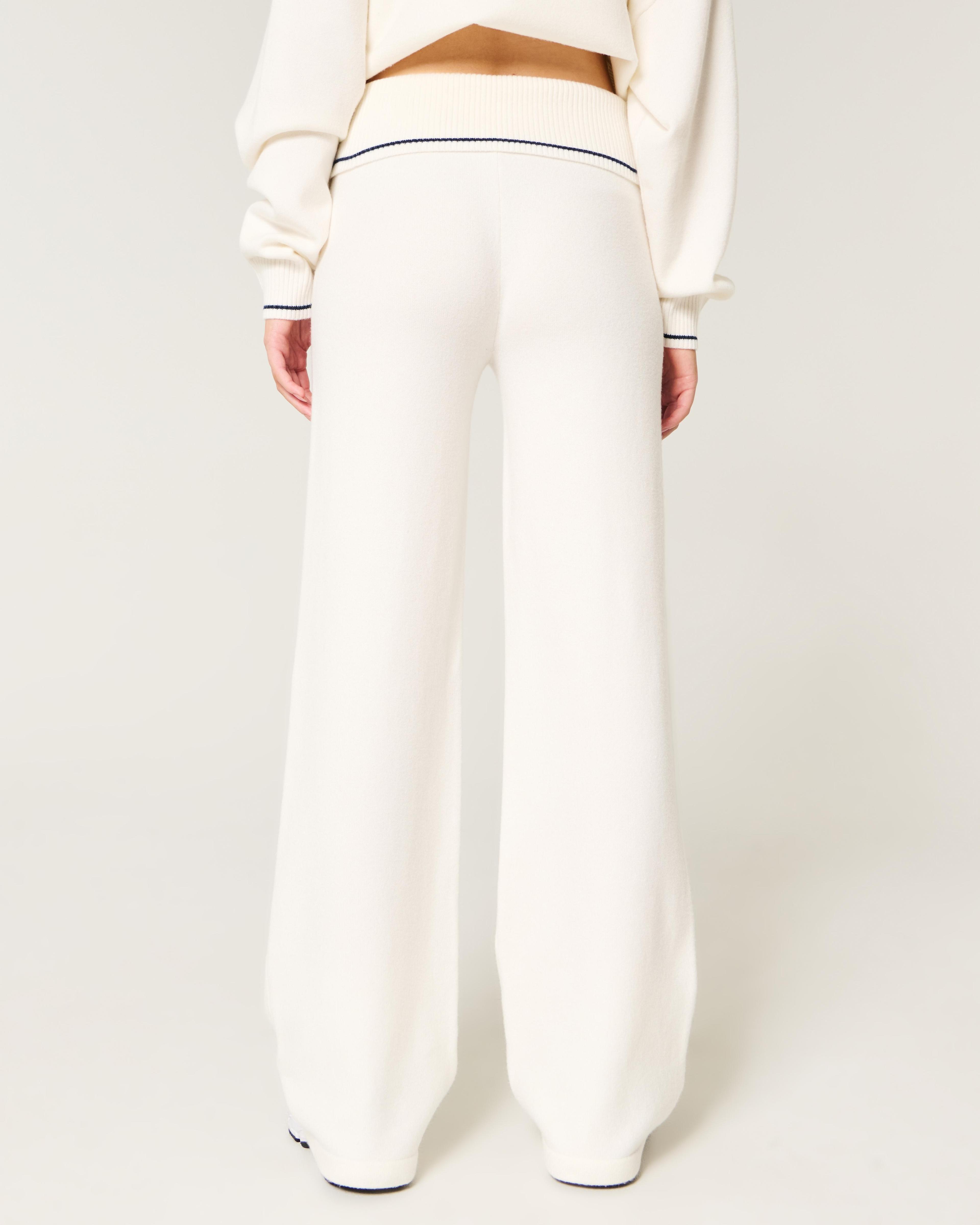 Gilly Hicks Sweater-Knit Foldover Waist Straight Pants Product Image