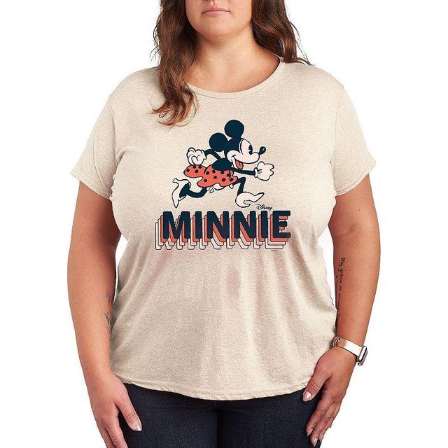 Disneys Minnie Mouse Plus Running Graphic Tee, Womens Med Grey Product Image