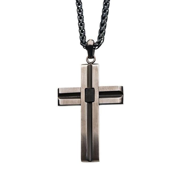 Mens Two-Tone Stainless Steel Cross Pendant Necklace Two Tone Product Image