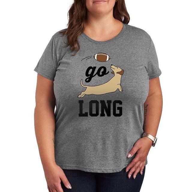 Plus Size Go Long Graphic Tee, Womens Grey Gray Product Image