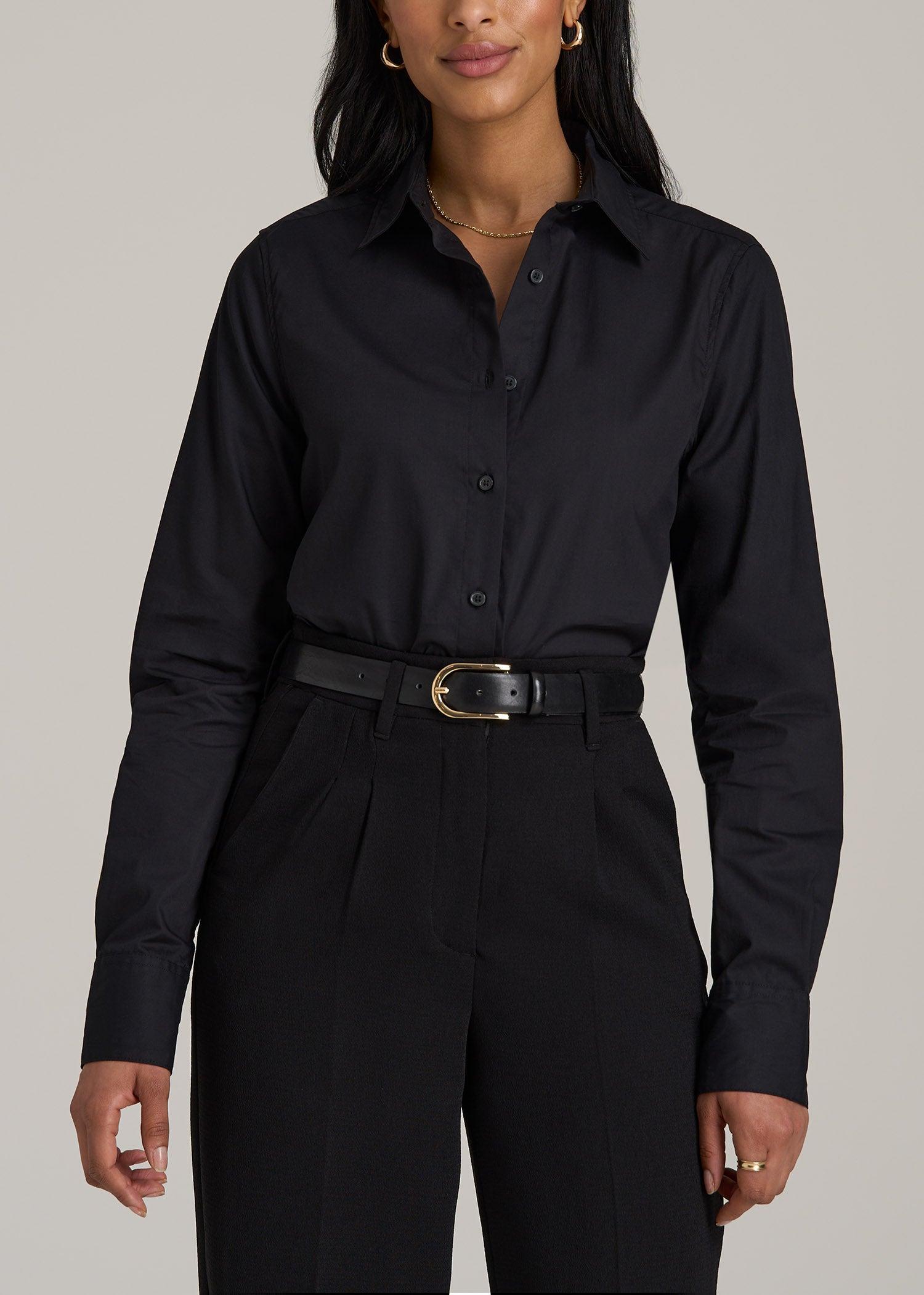 Tall Women's Regular Fit Dress Shirt in Black product image