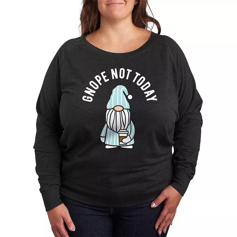 Womens Gnope Not Today Sleepy Gnome Slouchy Graphic Sweatshirt Heather Grey Product Image