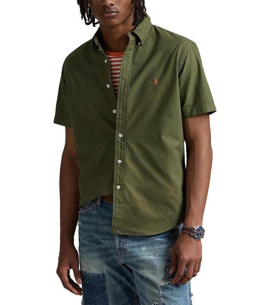 Polo Ralph Lauren Solid Garment-Dye Oxford Short Sleeve Woven Shirt Product Image