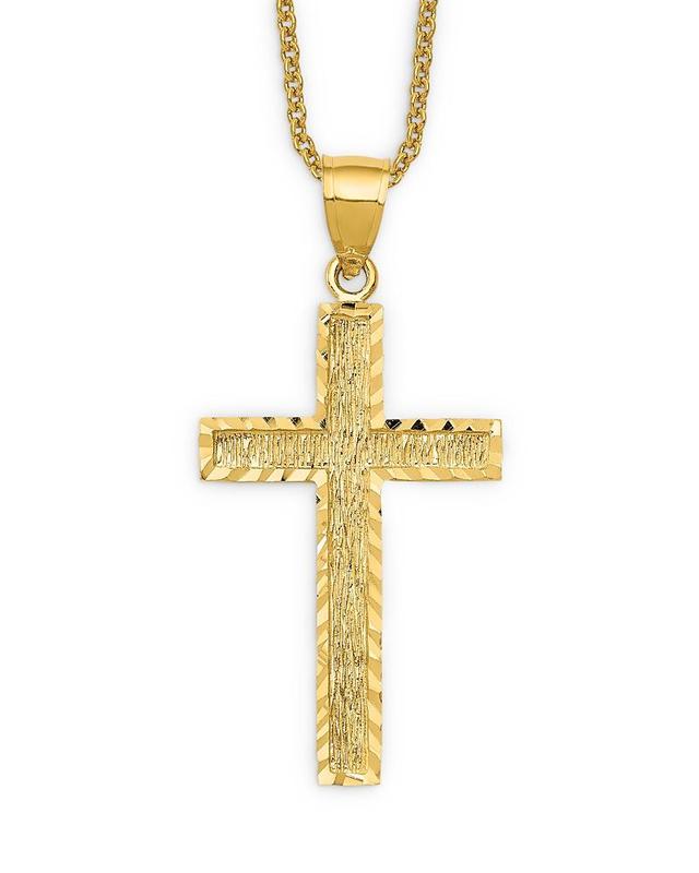 Bloomingdales Mens Textured Cross Pendant Necklace in 14K Yellow Gold, 20 - 100% Exclusive Product Image