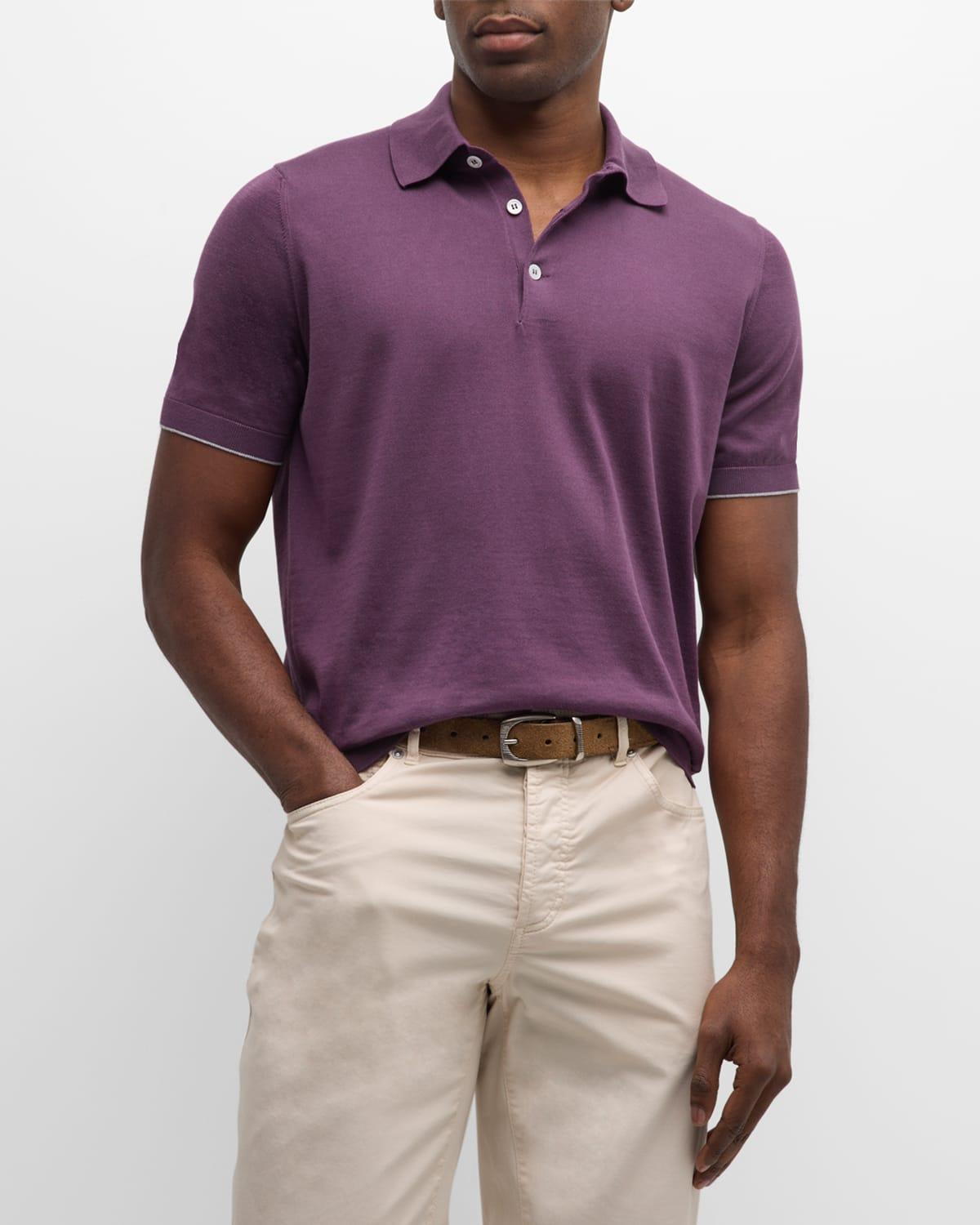 Mens Cotton Knit Johnny Collar Polo Shirt Product Image