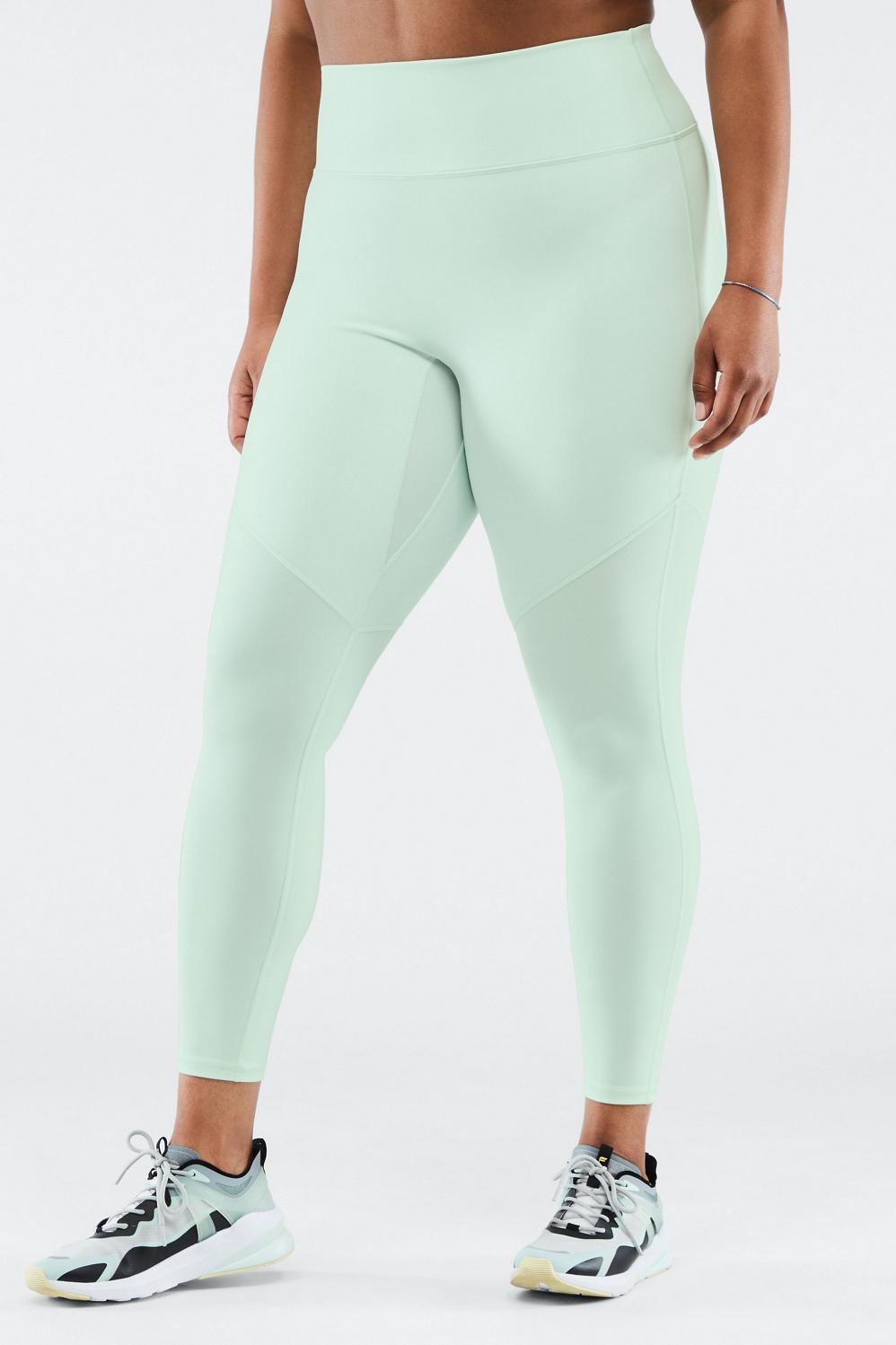 Fabletics Anywhere High-Waisted Legging Womens Ice Cube/Hazy Iris Logo Size XXS Product Image