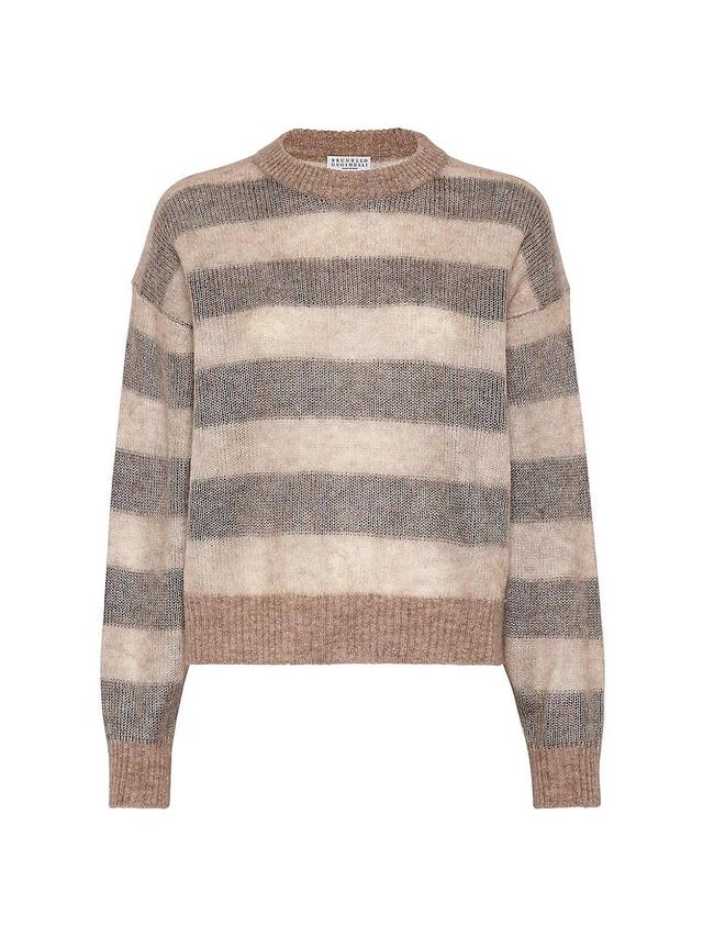 Womens Striped Mohair and Wool Double Layer Sweater Product Image