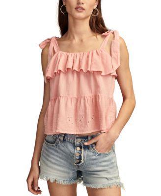 Lucky Brand Womens Cotton Eyelet Dancing Bears Tank Top Product Image