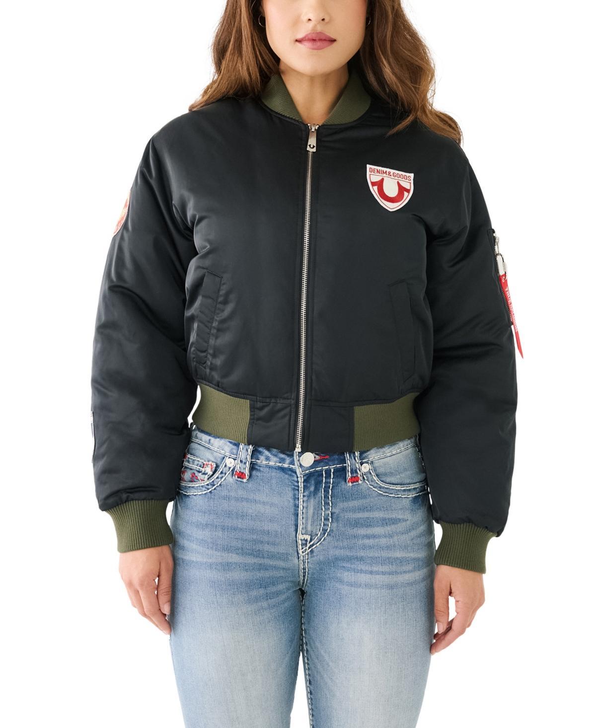 True Religion Womens Patched Bomber Jacket Product Image