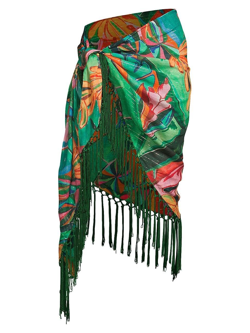 Womens Banana Foliage Fringe Sarong Product Image