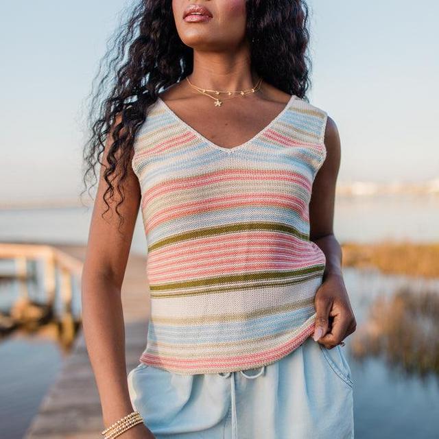 On The Cape Multi Stripe Sweater Tank Product Image