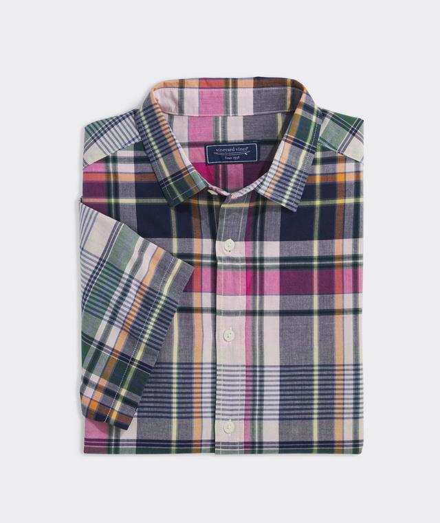 Cotton Madras Short-Sleeve Plaid Shirt Product Image