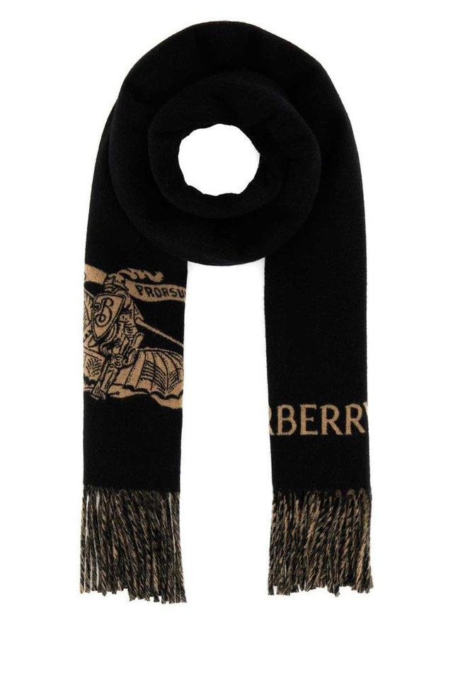 Logo Detailed Fringed Scarf In Multi Product Image