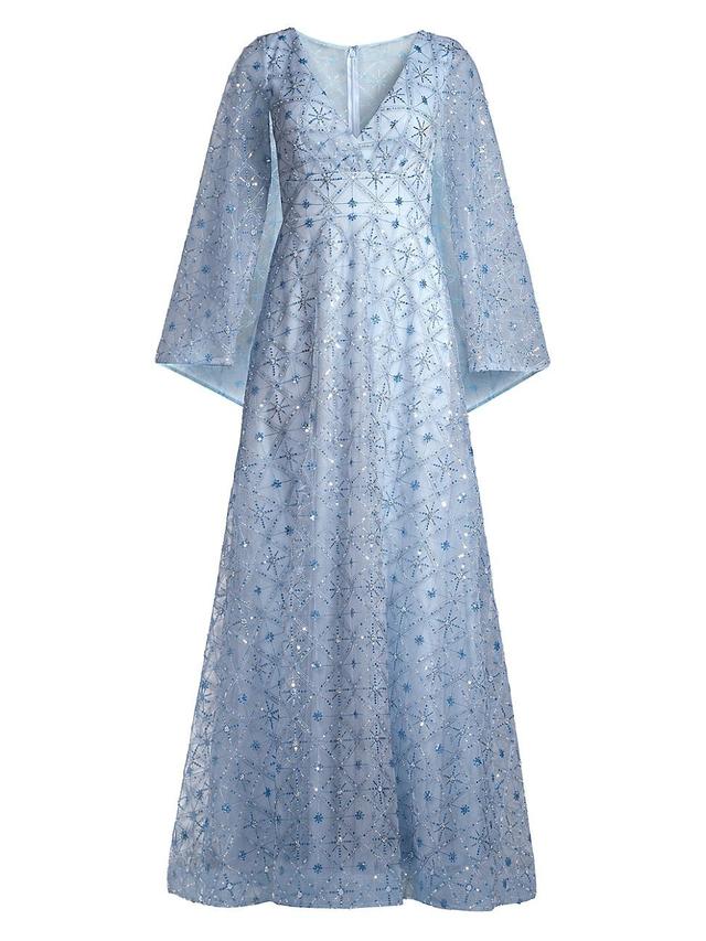 Womens Sequined Capelet-Sleeve Gown Product Image