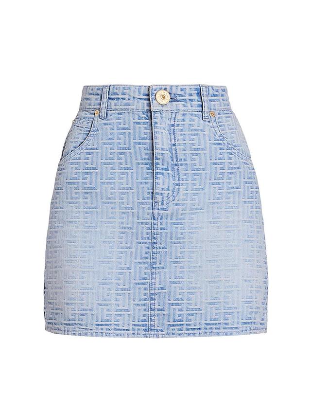 Womens Monogram Cotton Denim Miniskirt Product Image