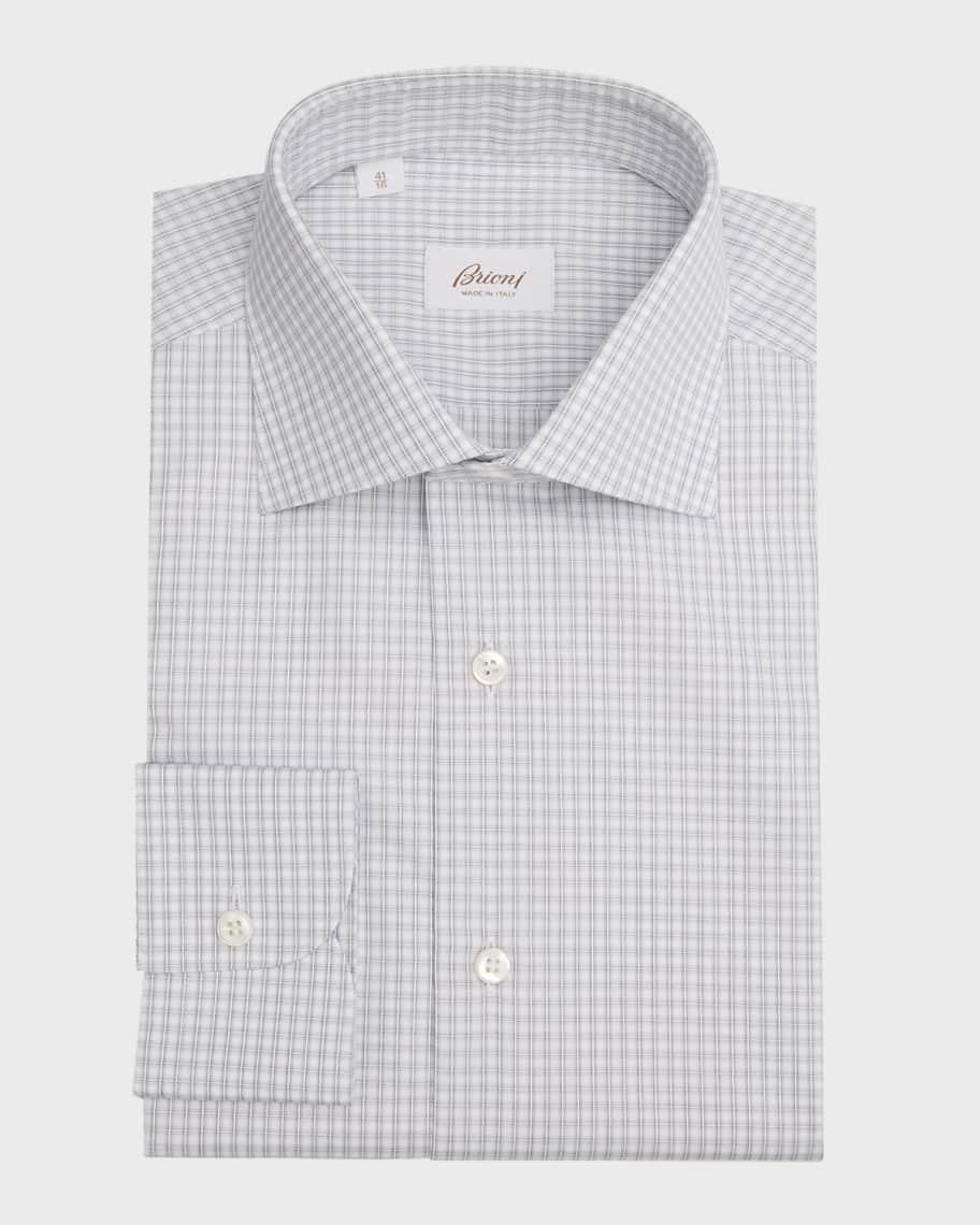 Mens Cotton Check Dress Shirt Product Image