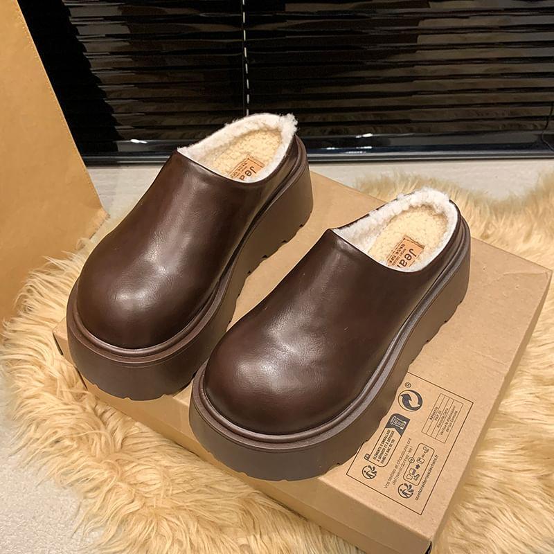 Platform Fleece Lined Mules Product Image