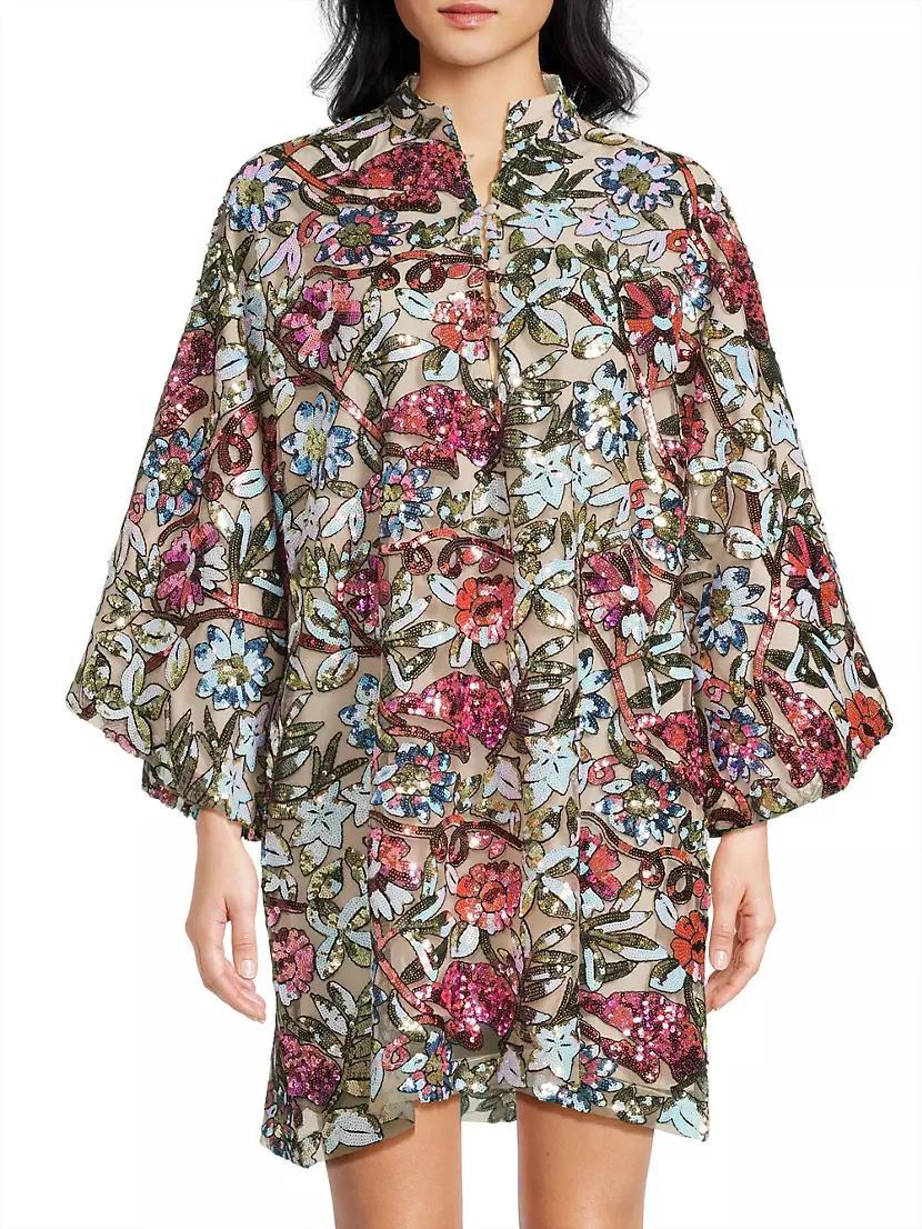 Floral Sequined Mini Kaftan Product Image