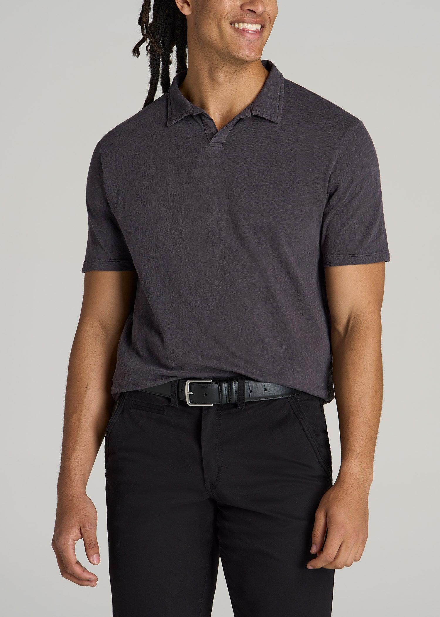 Slub Men's Tall Polo Shirt in Charcoal Product Image